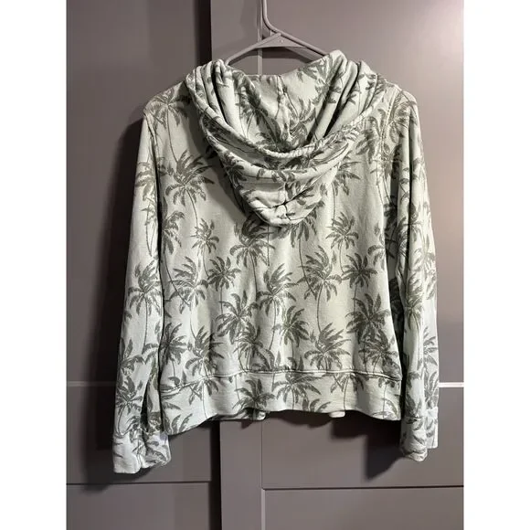 Sundry Women Full Zip Hooded Jacket Palm Tree Print Green Size 3 (US Medium) - Picture 2 of 4
